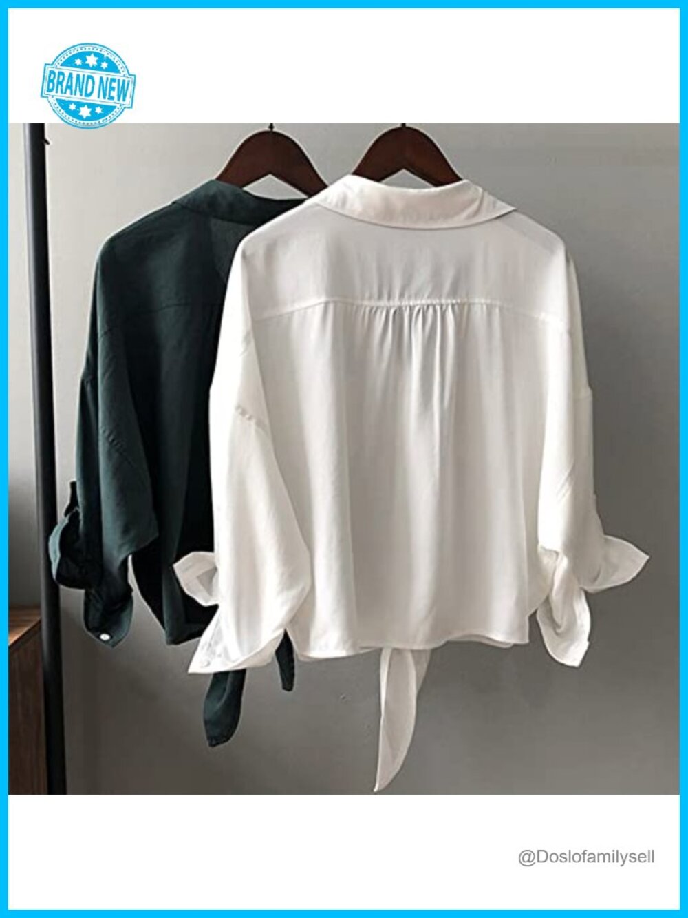 Loose Fit 3/4 Sleeve Tie Front Office Blouse - Picture 5 of 6